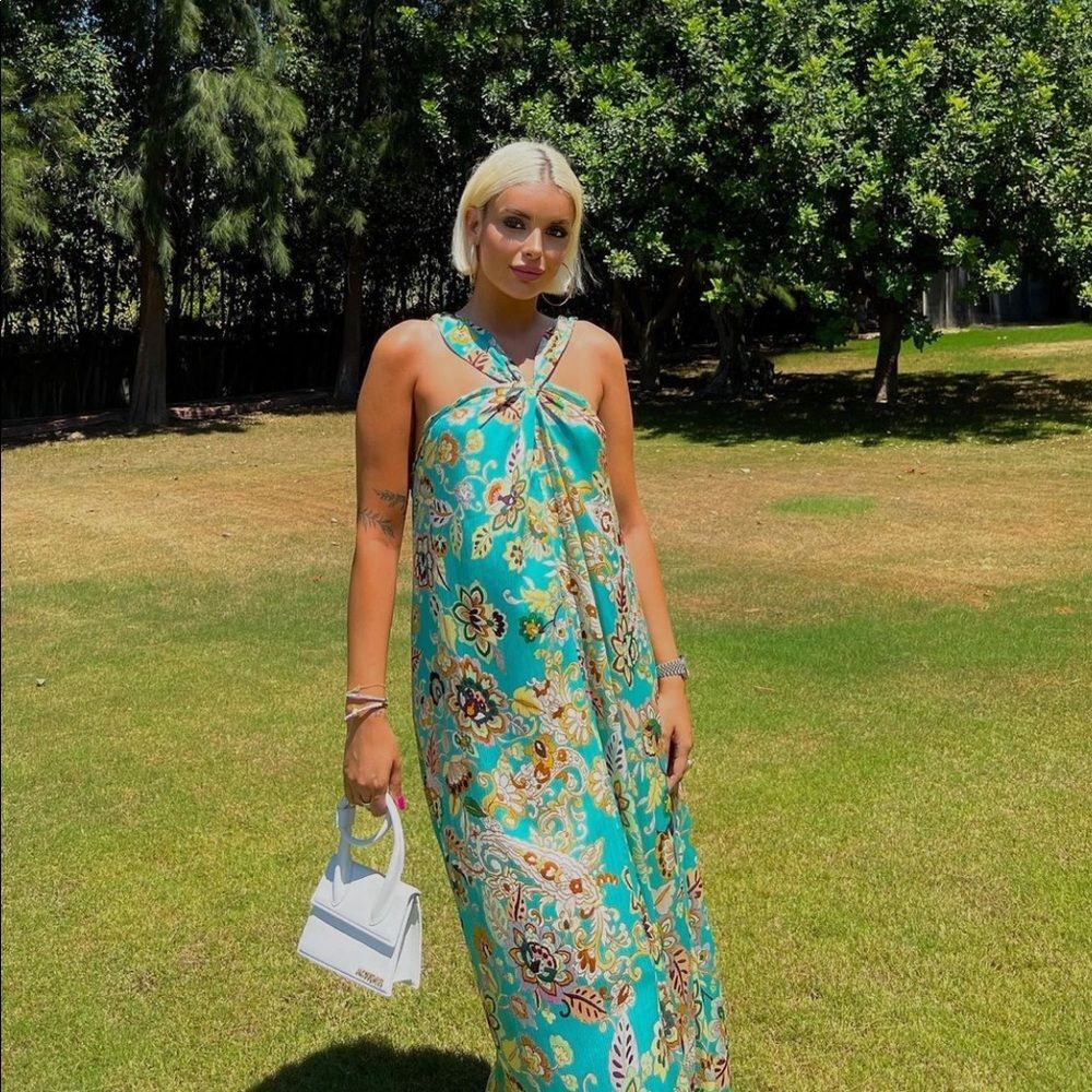 ZARA LONG FLORAL PRINT DRESS